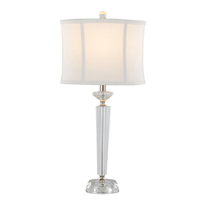 Diamond Torch Contemporary Crystal Table Lamp set of 2, clear crystal base, off-white shade on Tampa Home & Garden Store