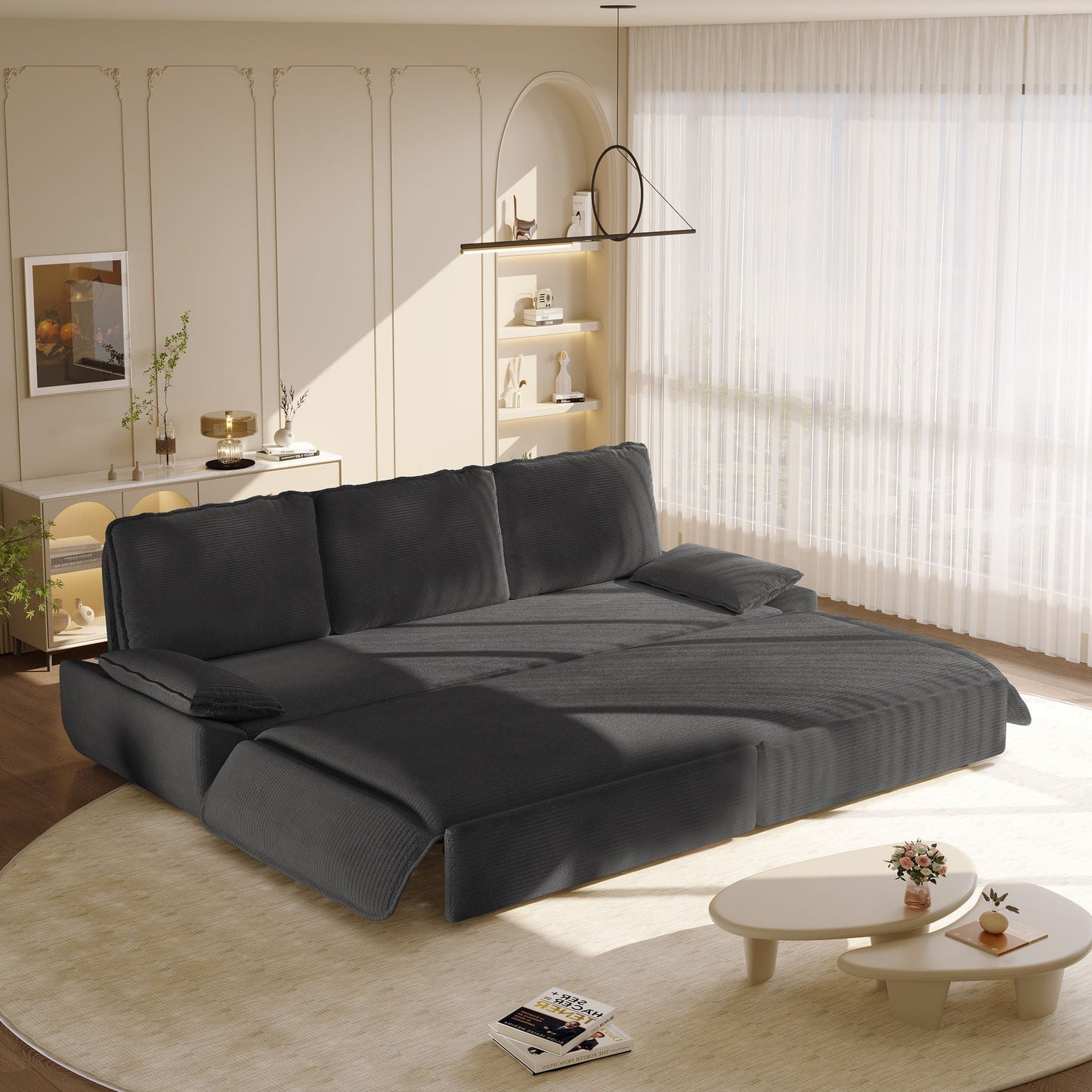King Size Pull Out Sofa Bed and Chaise Lounge