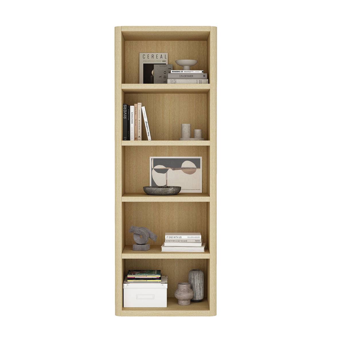 Open bookcase with adjustable shelves in natural light brown wood by HouseOfZazla 79in tall on Tampa Home & Garden Store