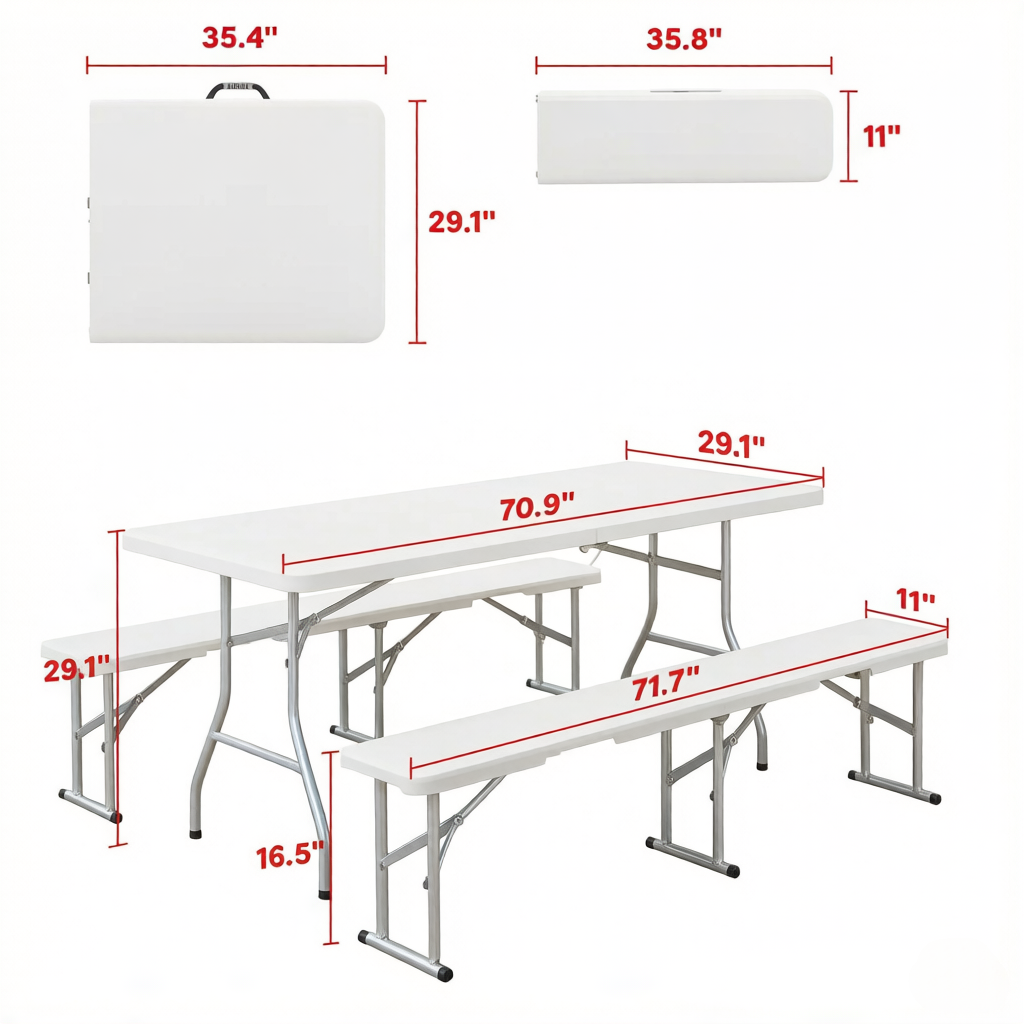 Portable Foldable Picnic Table and Chairs Set