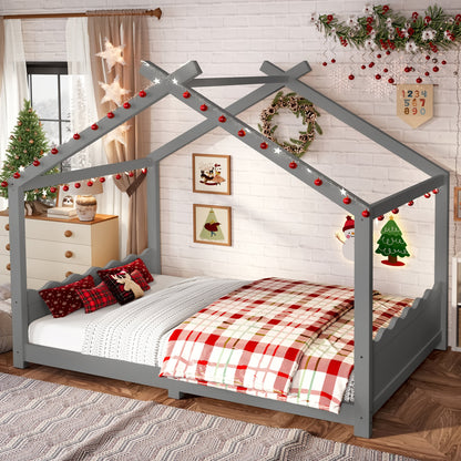 Full House Floor Bed with Support Slats gray bed frame by HouseOfZazla on Tampa Home & Garden Store