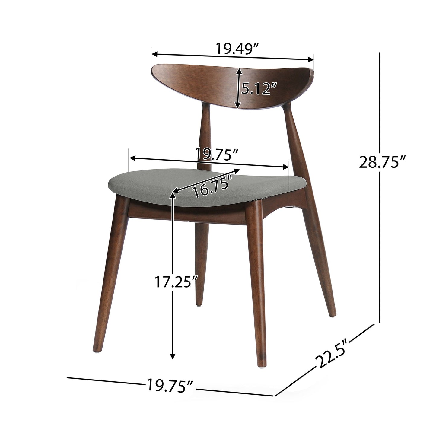 Retro dining chairs with ergonomic back by HouseOfZazla, set of 2, dark wood on Tampa Home & Garden Store