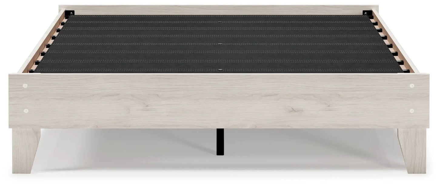 Socalle Platform Bed by Unique Piece Furniture, light oak frame with black slat deck on Tampa Home & Garden Store