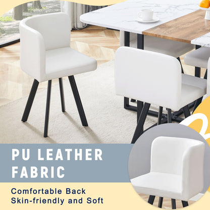 White PU leather dining chair set of 6 with black metal frame by HouseOfZazla on Tampa Home & Garden Store