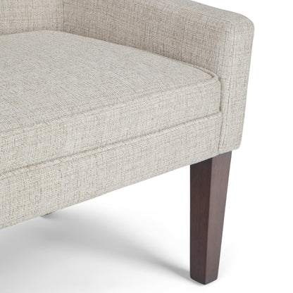Parris Upholstered Bench Platinum, HouseOfZazla, textured fabric, dark wood legs on Tampa Home & Garden Store