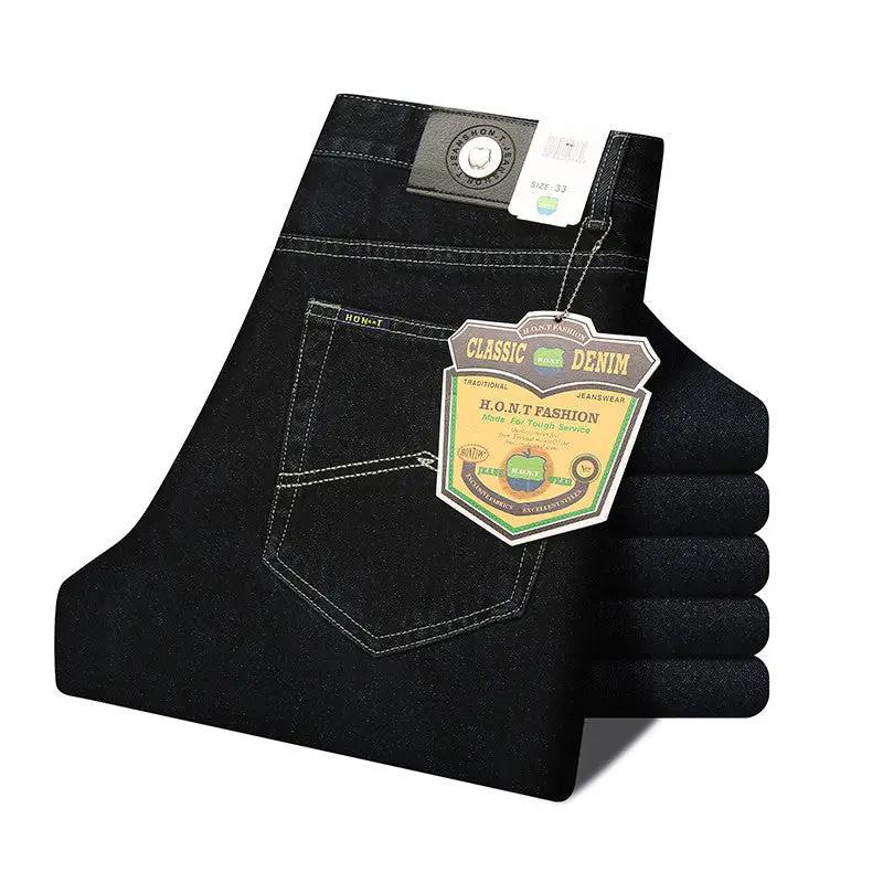 Men's retro high-rise loose straight-leg jeans in dark indigo denim FLIPSTYLEZLLC on Tampa Home & Garden Store