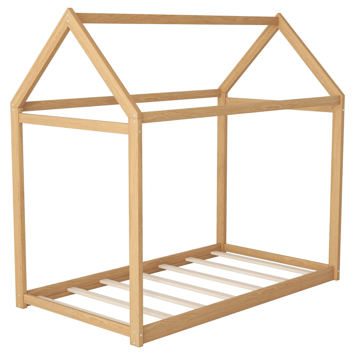 Wooden house-shaped bed frame, natural oak finish, platform bed by HouseOfZazla on Tampa Home & Garden Store