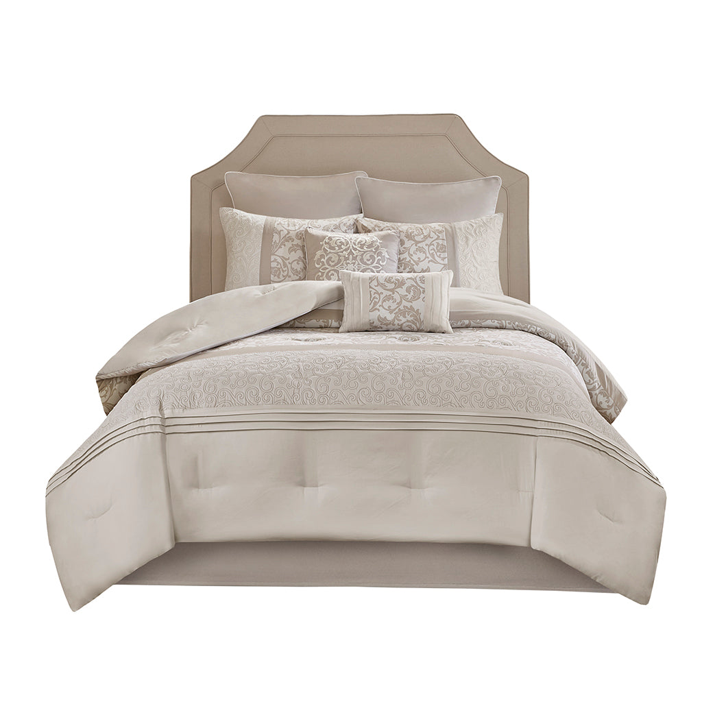 Embroidered and 8 Piece King Comforter Set