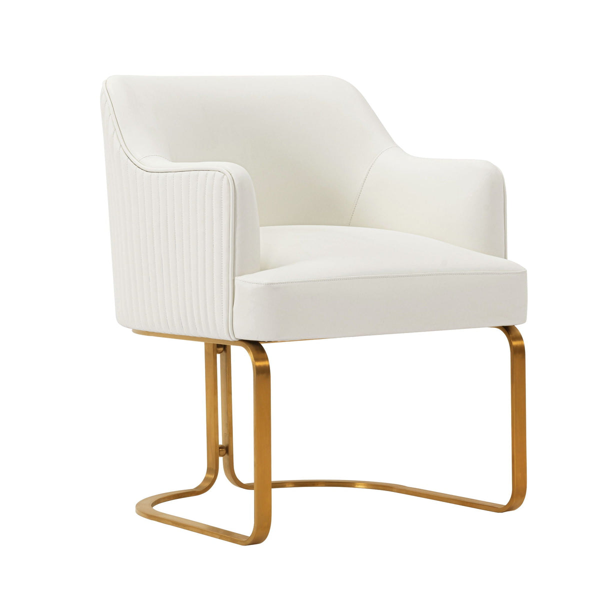 Modern dining chair with solid wood frame, cream leather, gold legs by HouseOfZazla on Tampa Home & Garden Store