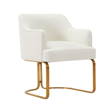 Modern dining chair with solid wood frame, cream leather, gold legs by HouseOfZazla on Tampa Home & Garden Store