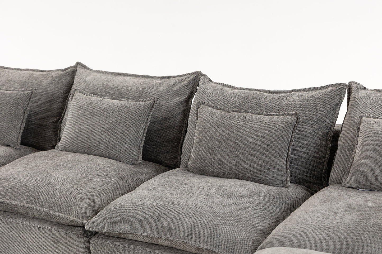 129.8in width modular sectional sofa with 2 ottomans in grey textured fabric by HouseOfZazla on Tampa Home & Garden Store