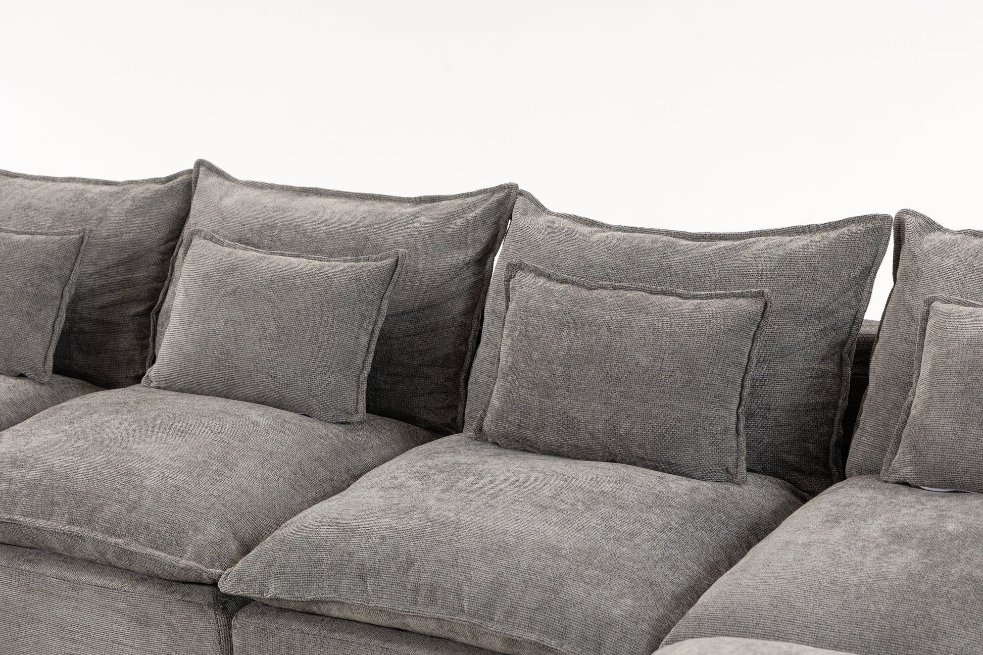 129.8in width modular sectional sofa with 2 ottomans in grey textured fabric by HouseOfZazla on Tampa Home & Garden Store