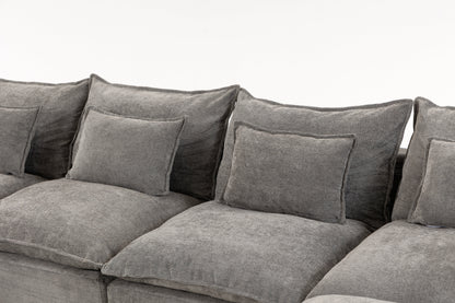 129.8in width modular sectional sofa with 2 ottomans in grey textured fabric by HouseOfZazla on Tampa Home & Garden Store