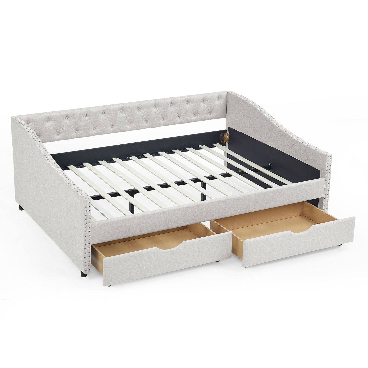 Upholstered Tufted Daybed and Storage Drawers
