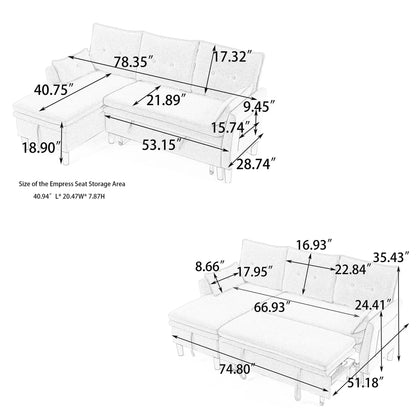 L-shaped reversible chaise sectional with storage in light gray fabric by Unique Piece Furniture on Tampa Home & Garden Store
