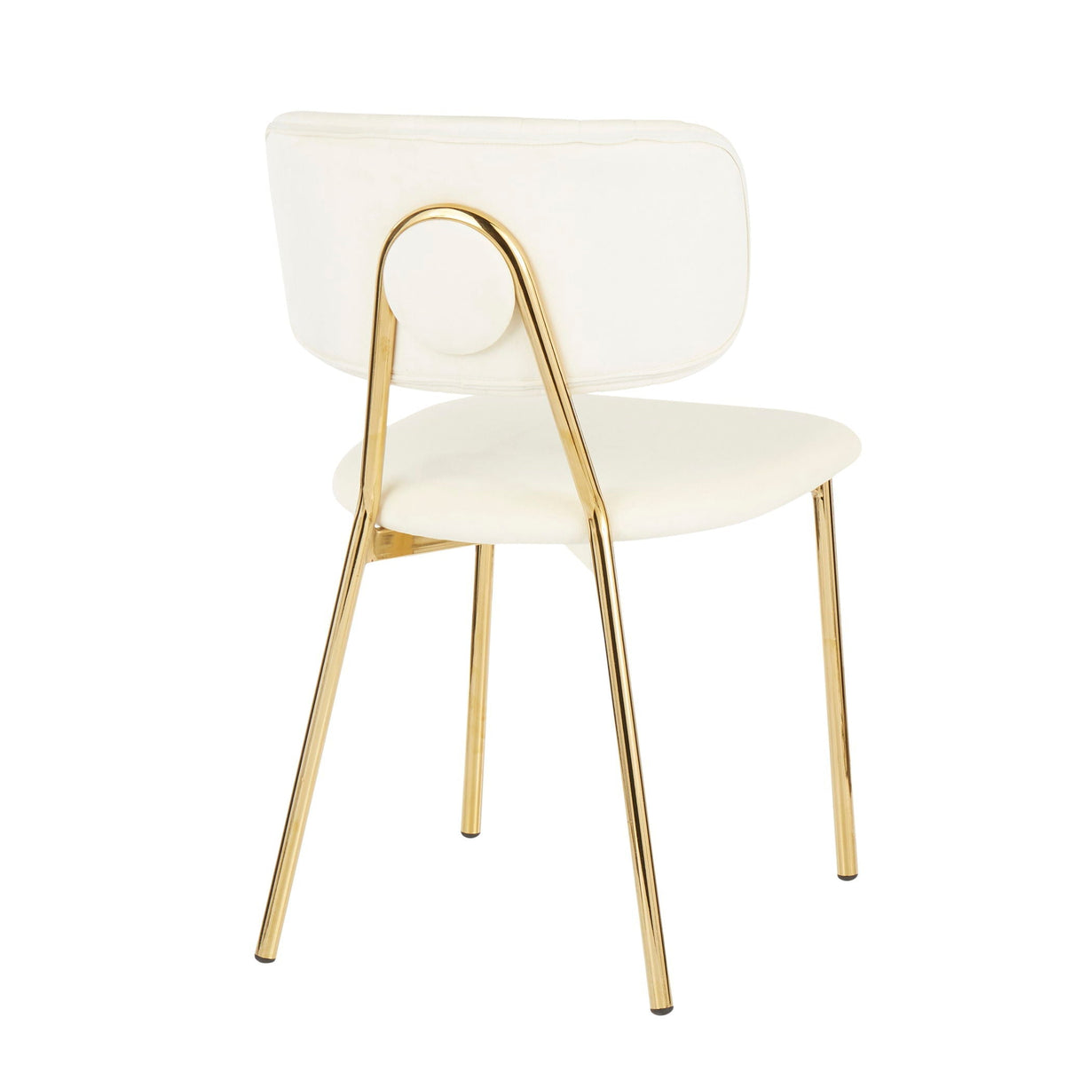 Contemporary glam chair set of 2 with cream tufted upholstery and gold legs on Tampa Home & Garden Store