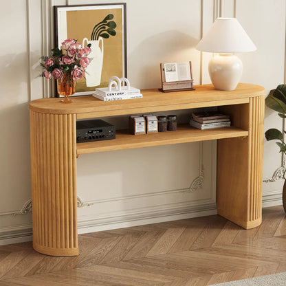 Console Table With Fluted Legs and Open Shelf