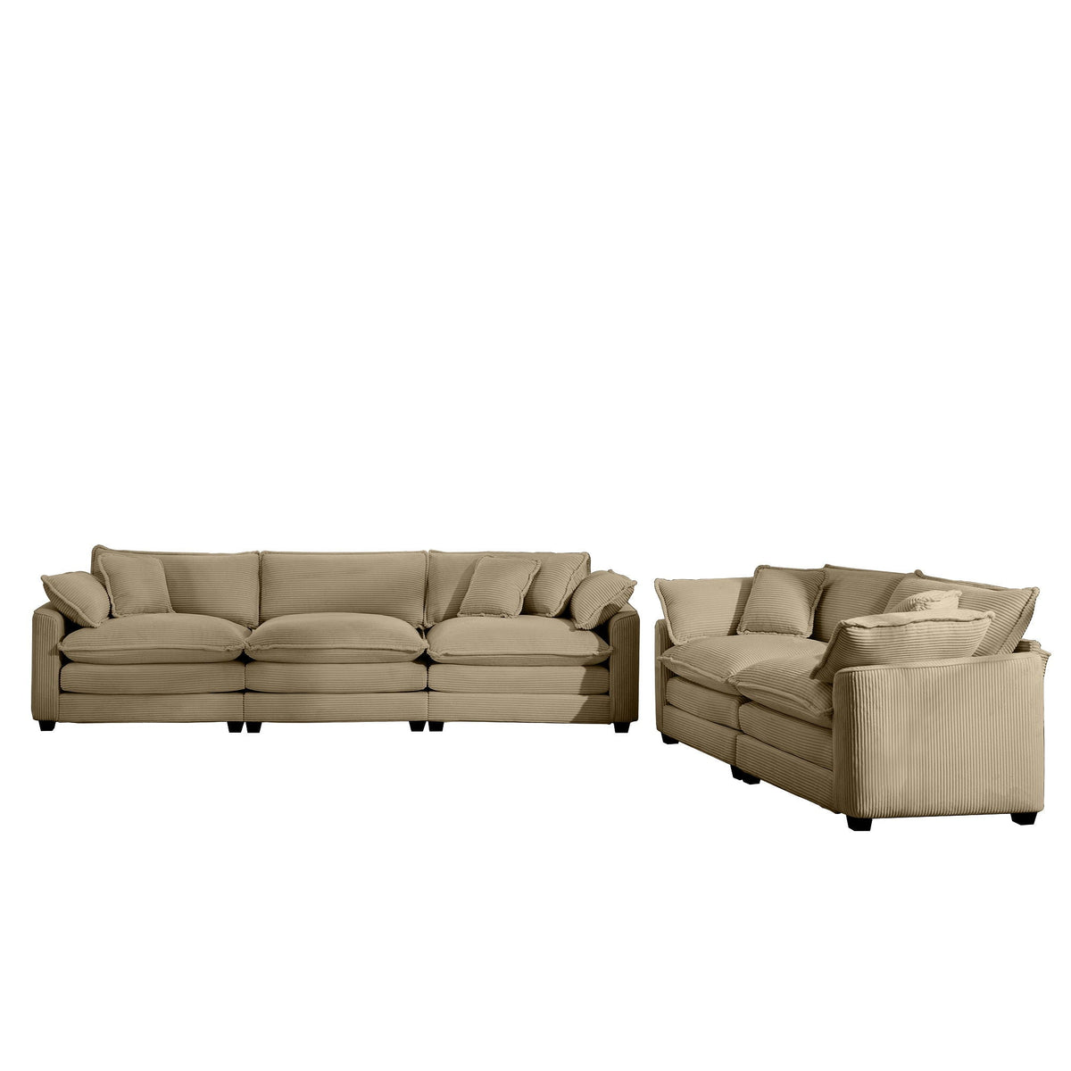 Elegant oversized sectional sofa set with deep tan seats, 3-piece HouseOfZazla on Tampa Home & Garden Store
