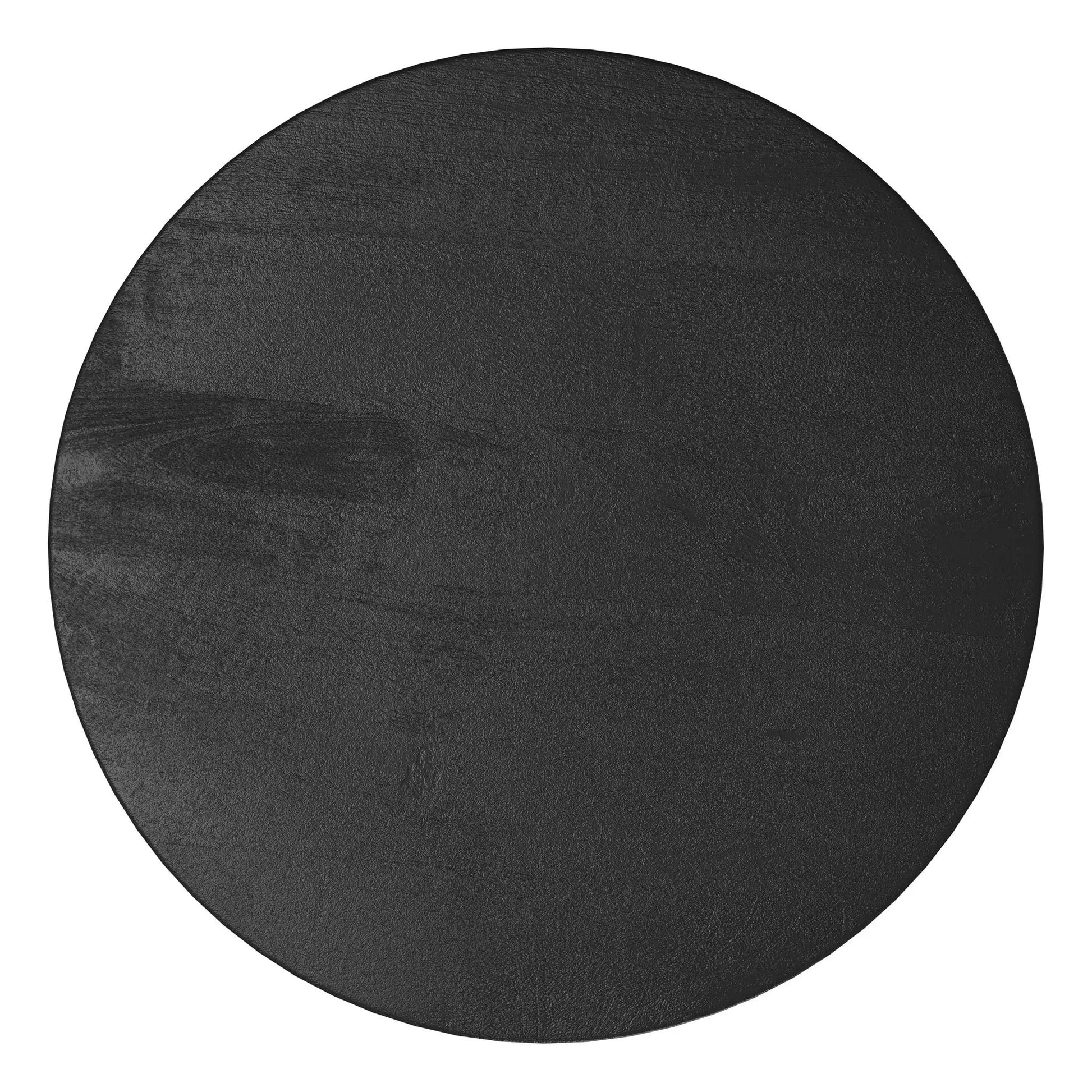 Boyd handcrafted accent table round black leather-textured table top on Tampa Home & Garden Store
