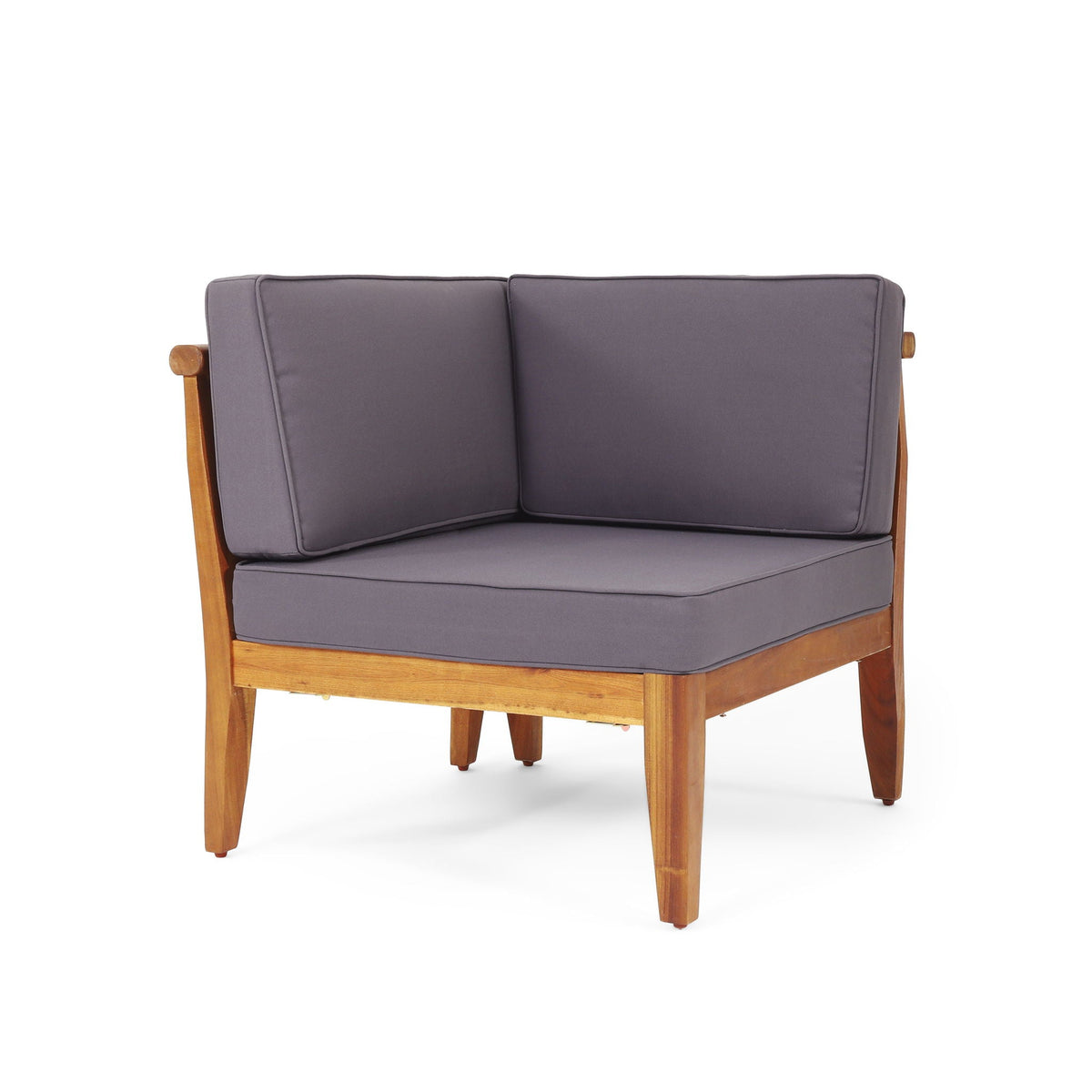 2 Piece Aston Outdoor Sofa Set with dark gray cushions and wooden frame on Tampa Home & Garden Store