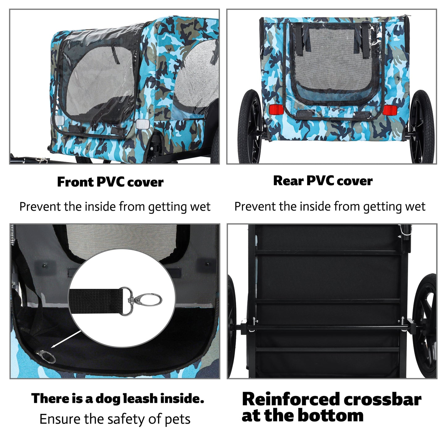 Outdoor Heavy Duty Pet Bike Trailer 16-Inch Wheels blue camo by HouseOfZazla with PVC covers on Tampa Home & Garden Store