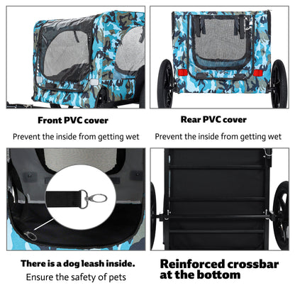 Outdoor Heavy Duty Pet Bike Trailer 16-Inch Wheels blue camo by HouseOfZazla with PVC covers on Tampa Home & Garden Store