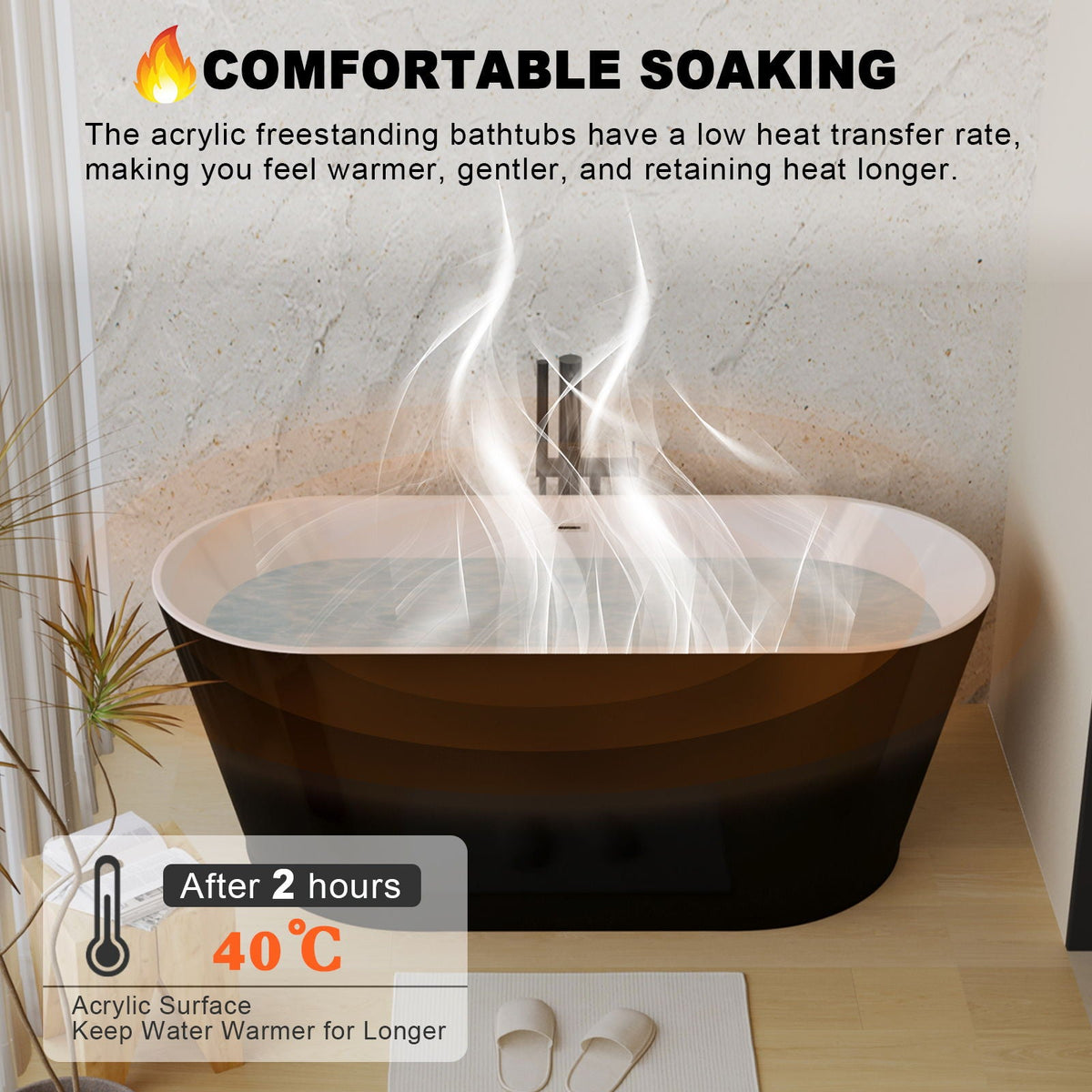 Glossy freestanding bathtub with brown exterior and white interior, toe-tap drain visible on Tampa Home & Garden Store