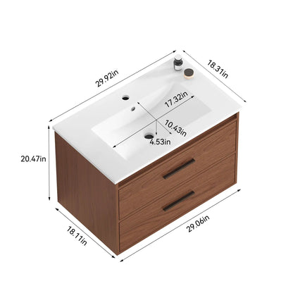 Wall Mounted Vanity With Soft Close Drawers Sink