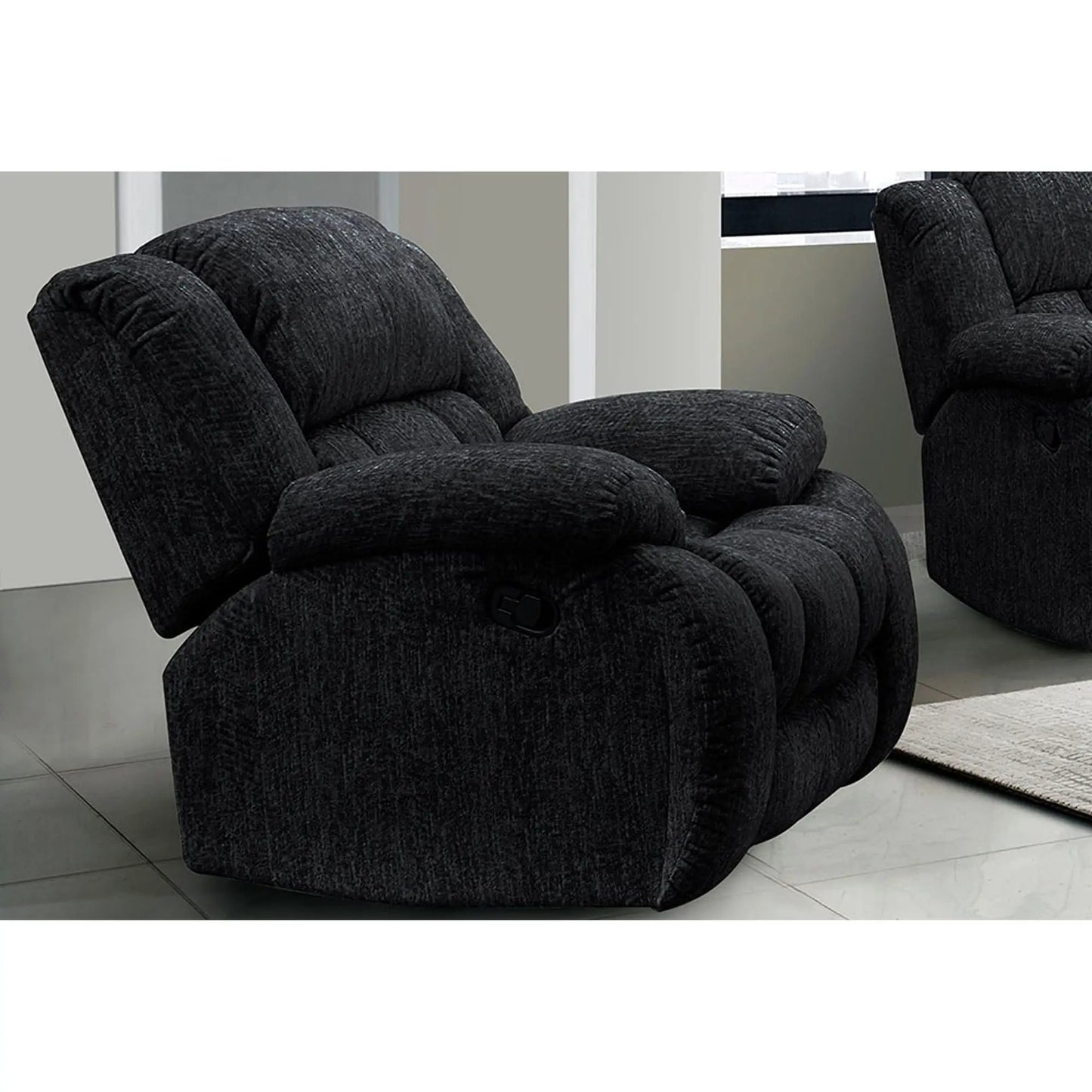 Stonic Glider Recliner chairs pair in dark charcoal gray fabric by Unique Piece Furniture on Tampa Home & Garden Store