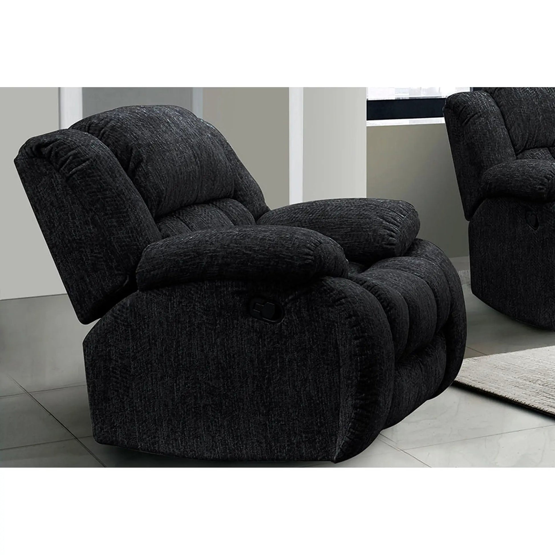 Stonic Glider Recliner chairs pair in dark charcoal gray fabric by Unique Piece Furniture on Tampa Home & Garden Store