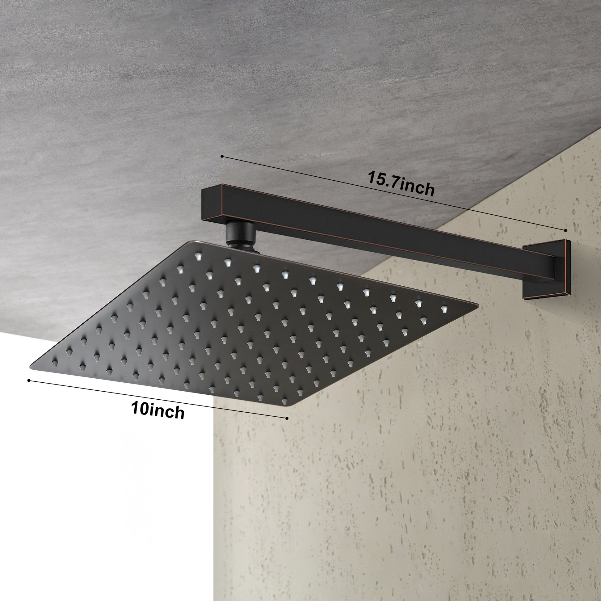 10 inch square rainfall shower head in oil rubbed bronze, wall mounted by HouseOfZazla on Tampa Home & Garden Store