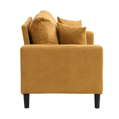 Modern Upholstered Resilience Three Seater Sofa burnt orange corduroy with black legs on Tampa Home & Garden Store