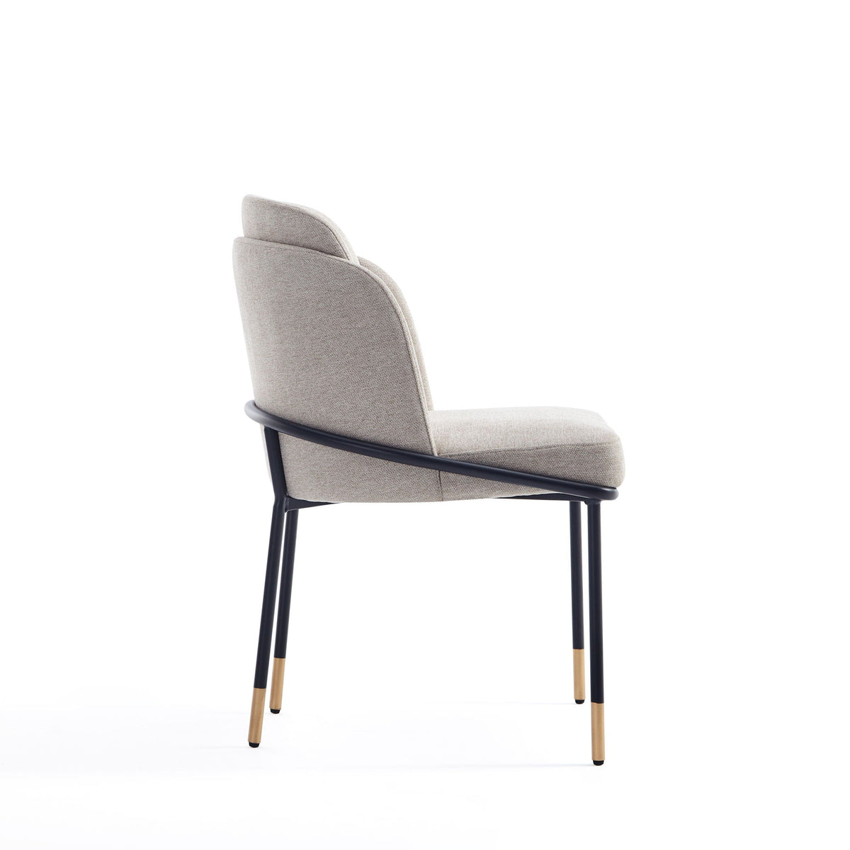 Flor Dining Chair with twill weave beige upholstery, curved back, black legs HouseOfZazla on Tampa Home & Garden Store