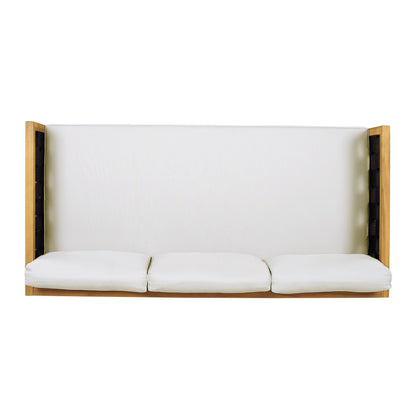 Luxury Acacia Wood Outdoor Daybed Set with white cushions and natural wood frame HouseOfZazla on Tampa Home & Garden Store