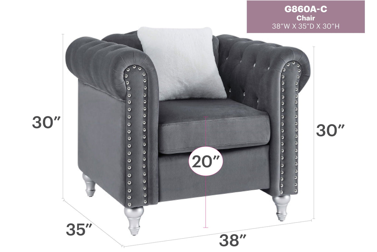 Contemporary velvet lounge chair with jeweled tufting, nailhead arms HouseOfZazla armchair on Tampa Home & Garden Store