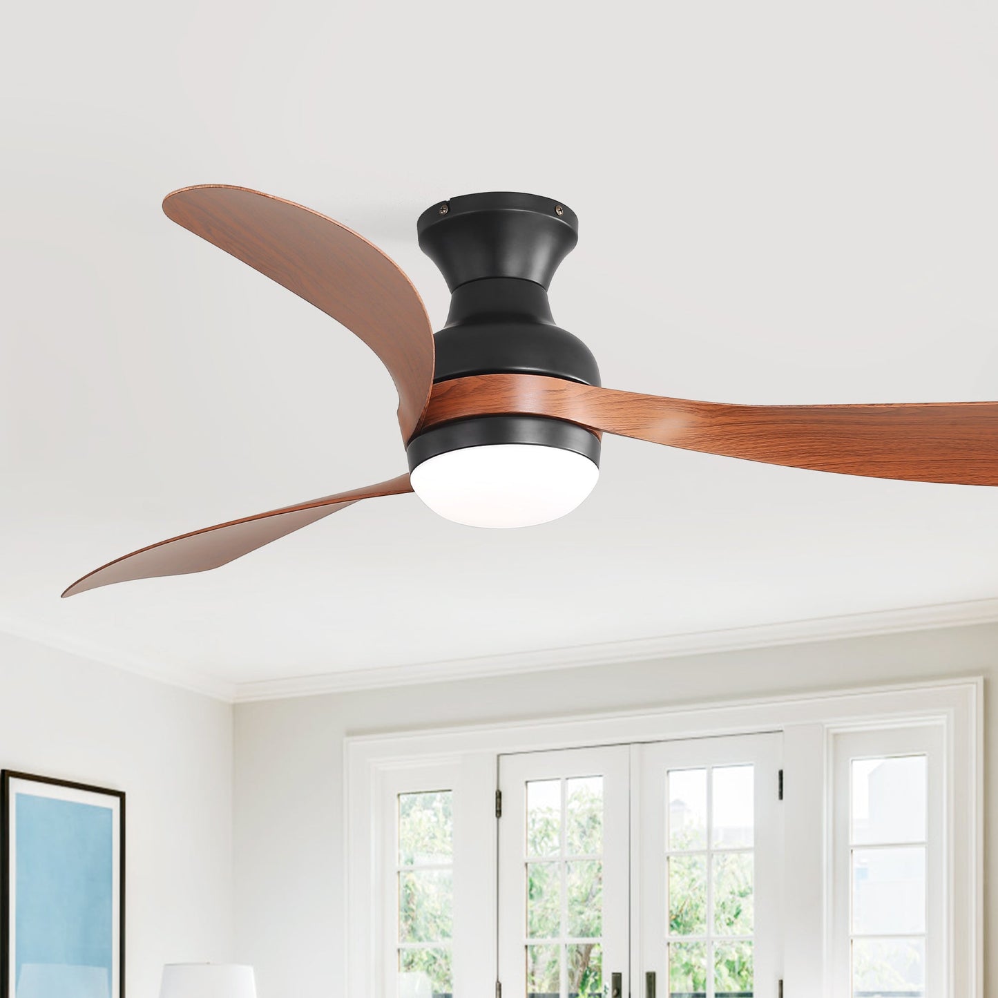 52-Inch ceiling fan with lights, reversible DC motor, wood blades, black housing by HouseOfZazla on Tampa Home & Garden Store