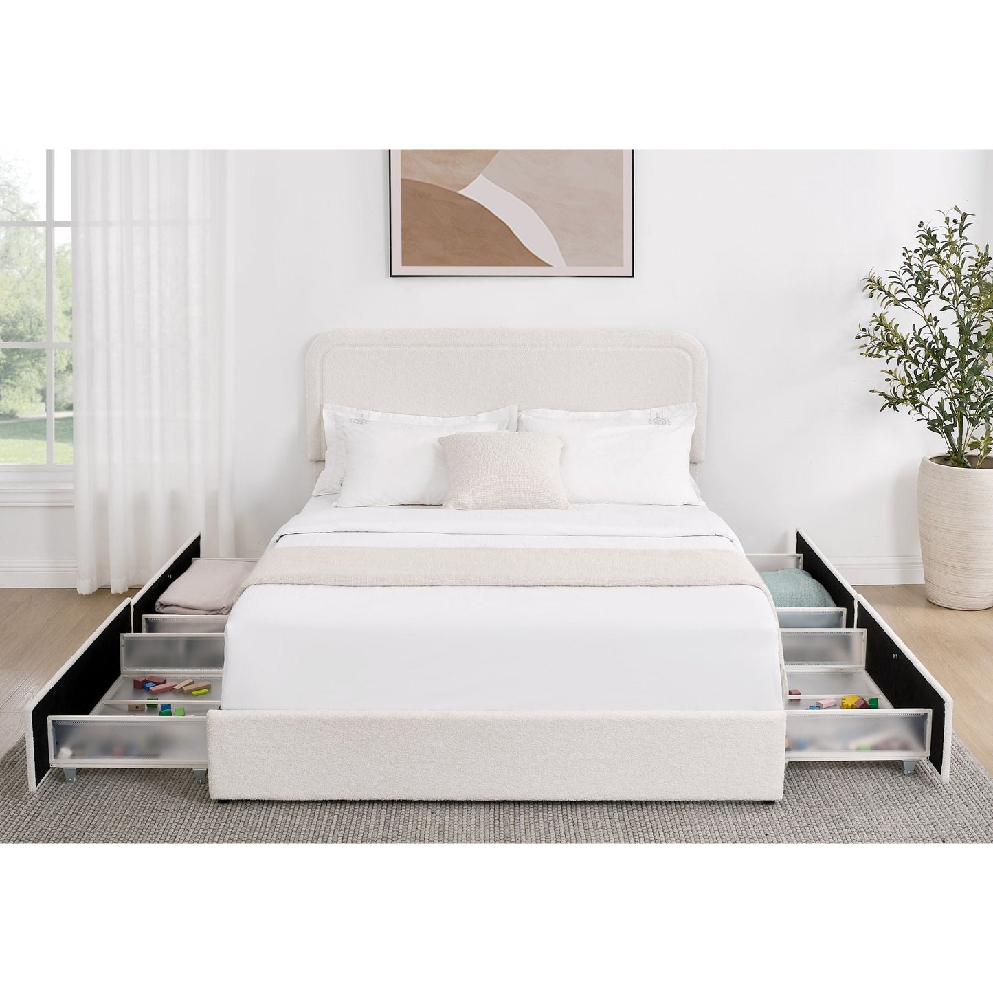 Liv Upholstered Storage Platform Bed with Drawers