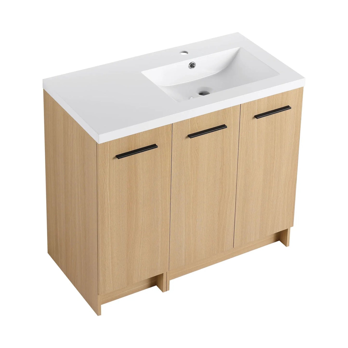 Wall Mounted Floating Vanity with Sink, 3 Doors