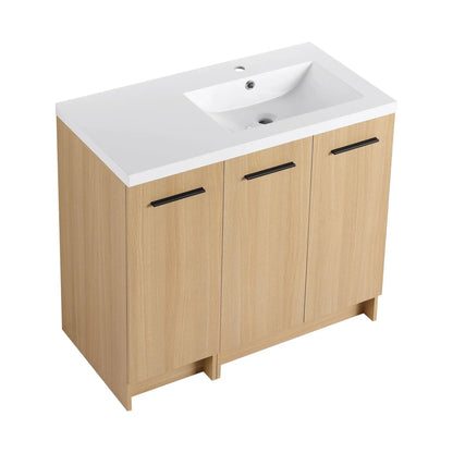Wall Mounted Floating Vanity with Sink, 3 Doors