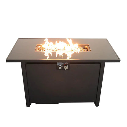 Outdoor Fire Pit Table with Lid Durable Black