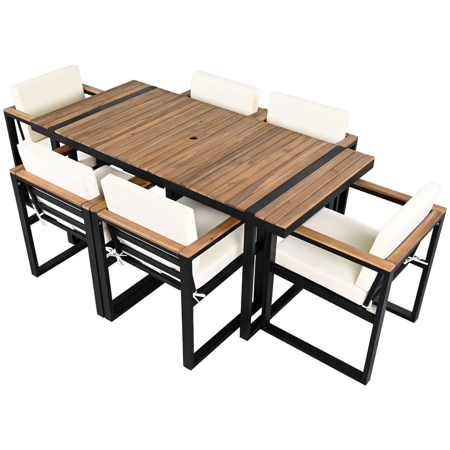 Seven Piece Outdoor Dining Table and Chair Set