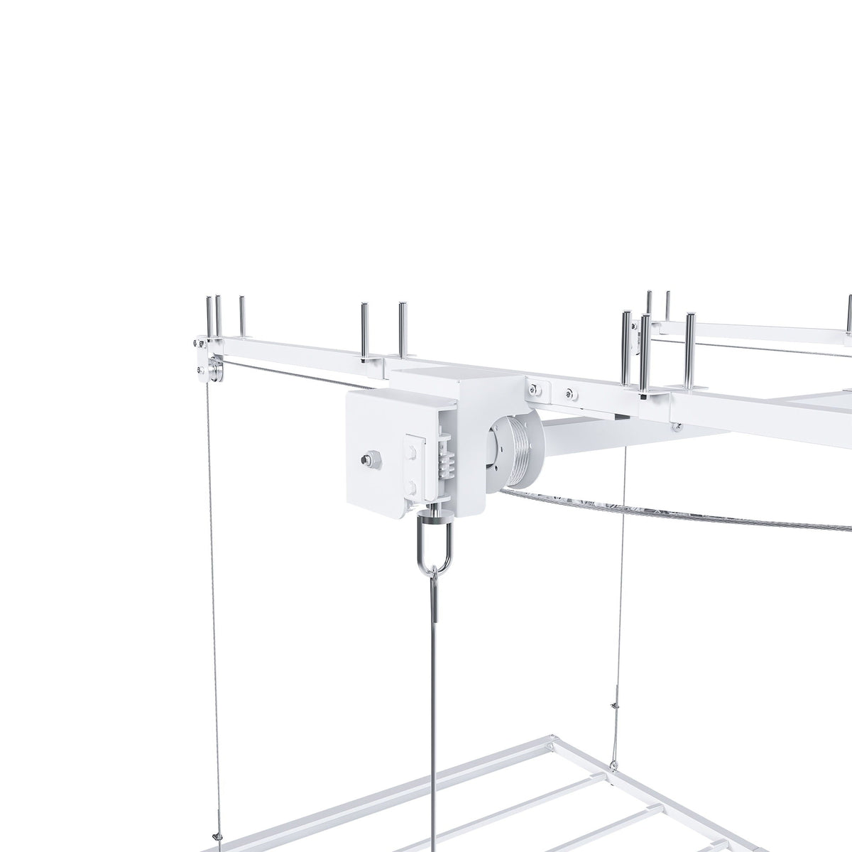Overhead garage storage rack with crank system, white finish, HouseOfZazla on Tampa Home & Garden Store