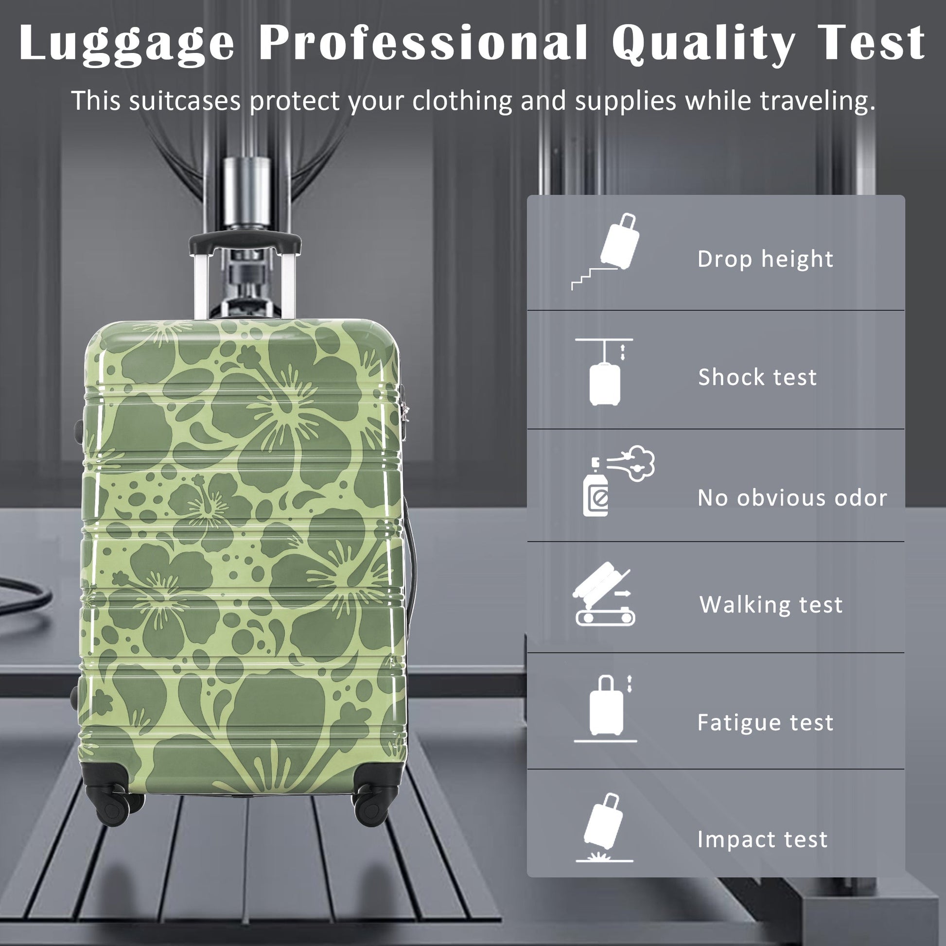 3-Piece hard shell luggage set 20/24/28in green floral pattern by HouseOfZazla on Tampa Home & Garden Store