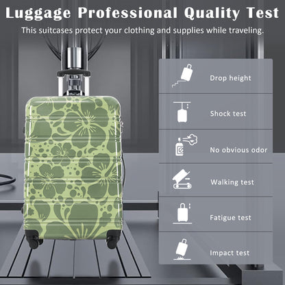 3-Piece hard shell luggage set 20/24/28in green floral pattern by HouseOfZazla on Tampa Home & Garden Store