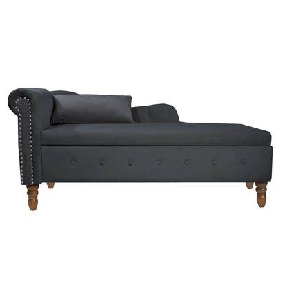 Chaise Lounge Indoor charcoal upholstery with nailhead trim and rolled arms by Unique Piece on Tampa Home & Garden Store