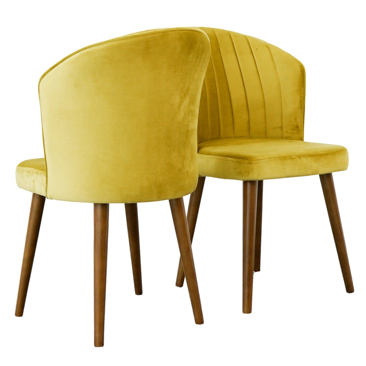 Parsons dining chairs in yellow velvet with wood legs; 2 chairs no assembly HouseOfZazla on Tampa Home & Garden Store