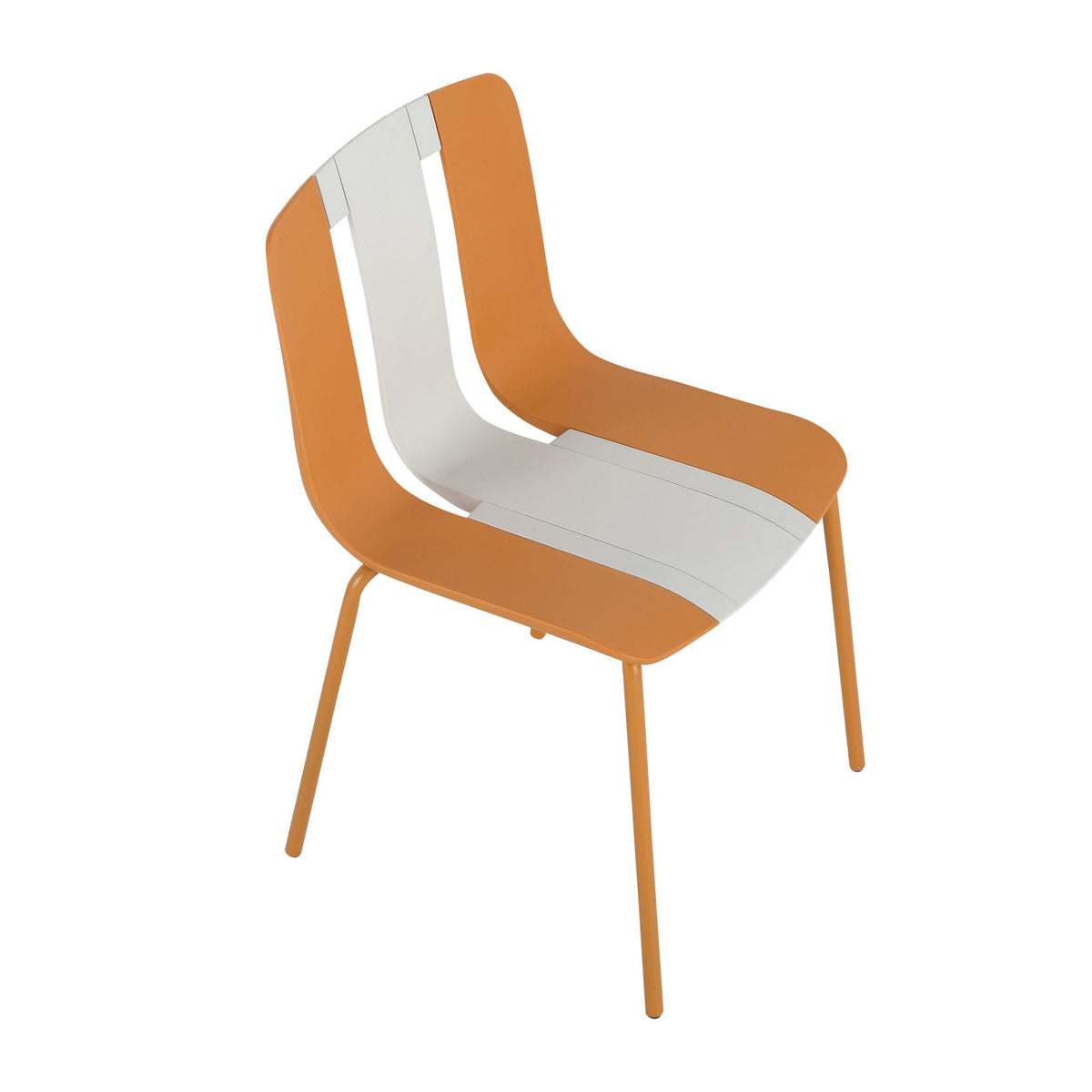 Modern striped blocking single chairs set of 4 with orange and white polypropylene seats on Tampa Home & Garden Store