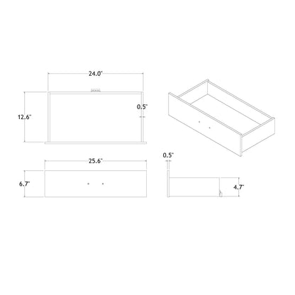 Charlston dresser with LED blueprint by Unique Piece Furniture showing 25.6in width on Tampa Home & Garden Store