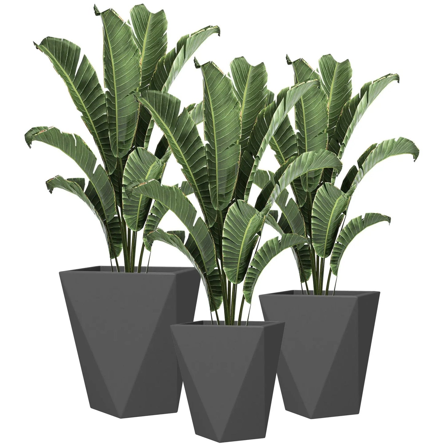Outsunny Tall Stackable Planters Set Of 3 Gray