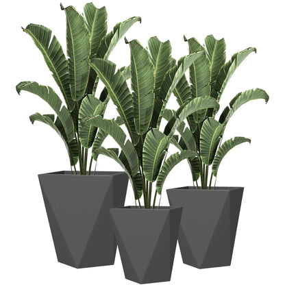 Outsunny Tall Stackable Planters Set Of 3 Gray